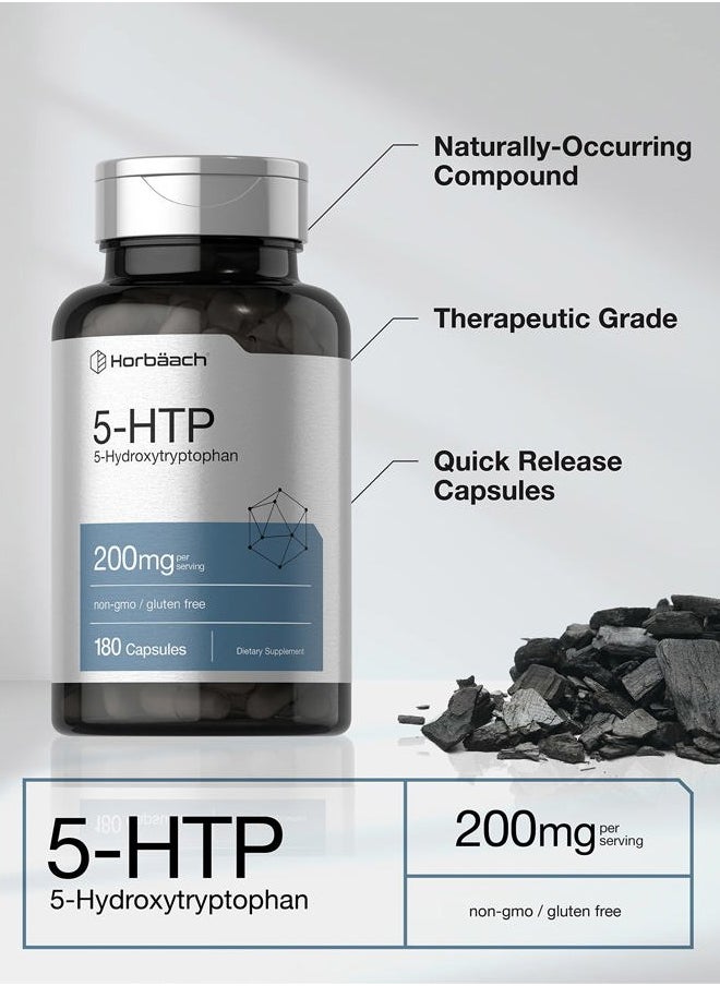 Horbäach 5HTP 200mg Capsules | 180 Count | Griffonia Simplicifolia | 5HTP Extra Strength Supplement | Non-GMO, Gluten Free | 5 Hydroxytryptophan  - Image 3