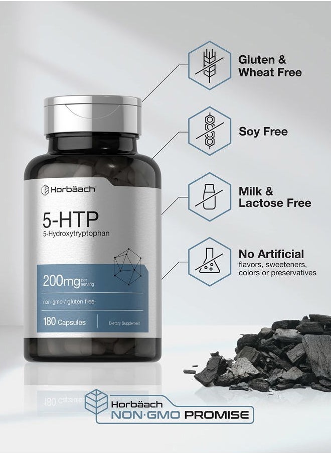 Horbäach 5HTP 200mg Capsules | 180 Count | Griffonia Simplicifolia | 5HTP Extra Strength Supplement | Non-GMO, Gluten Free | 5 Hydroxytryptophan  - Image 4