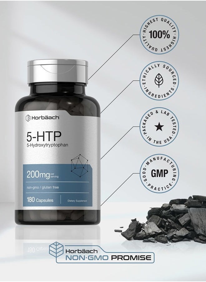 Horbäach 5HTP 200mg Capsules | 180 Count | Griffonia Simplicifolia | 5HTP Extra Strength Supplement | Non-GMO, Gluten Free | 5 Hydroxytryptophan  - Image 5
