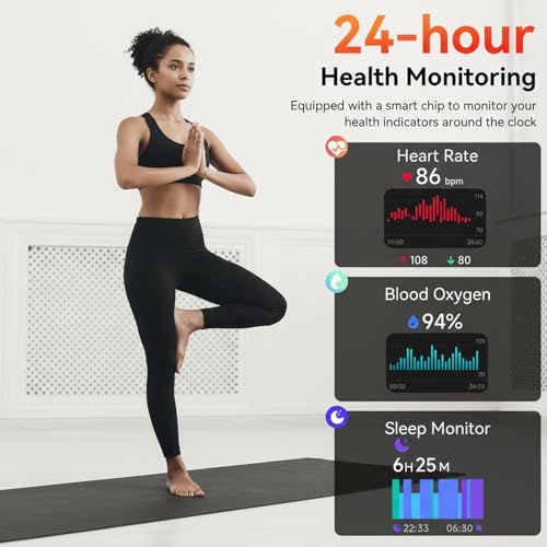 SENBONO Smart Watch with Alexa Built-in, Bluetooth Calls/Notifications, 1.83" HD Health Fitness Tracker, 24/7 Heart Rate and Sleep Tracking, 120+ Sports Modes, IP68 Waterproof for iPhone and Android (Black) - Image 5