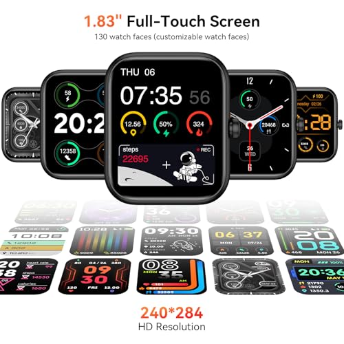 SENBONO Smart Watch with Alexa Built-in, Bluetooth Calls/Notifications, 1.83" HD Health Fitness Tracker, 24/7 Heart Rate and Sleep Tracking, 120+ Sports Modes, IP68 Waterproof for iPhone and Android (Black) - Image 3