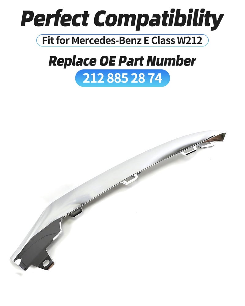 TZYSZDB Front Bumper Chrome Trim Molding Compatible with Mercedes Benz E-Class Sedan 2014-2016 W212 E250 E350 E400 E500 E550 (Passenger's Side/Right Side: A2128852874) - Image 2