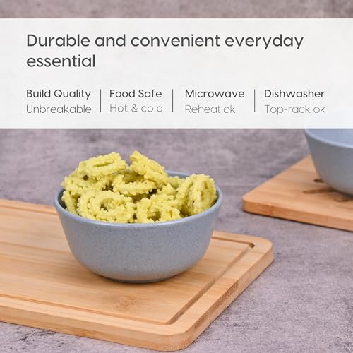 Eha Earth-Friendly Set of 4 Small Curry Bowls for Kitchen | 175 ml | Made with Bamboo Fibers & Rice Husk| Microwave Safe Bowl Set | for Hot & Cold Serving Bowls | Multicolor - Image 4