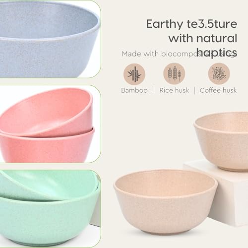 Eha Earth-Friendly Set of 4 Small Curry Bowls for Kitchen | 175 ml | Made with Bamboo Fibers & Rice Husk| Microwave Safe Bowl Set | for Hot & Cold Serving Bowls | Multicolor - Image 3