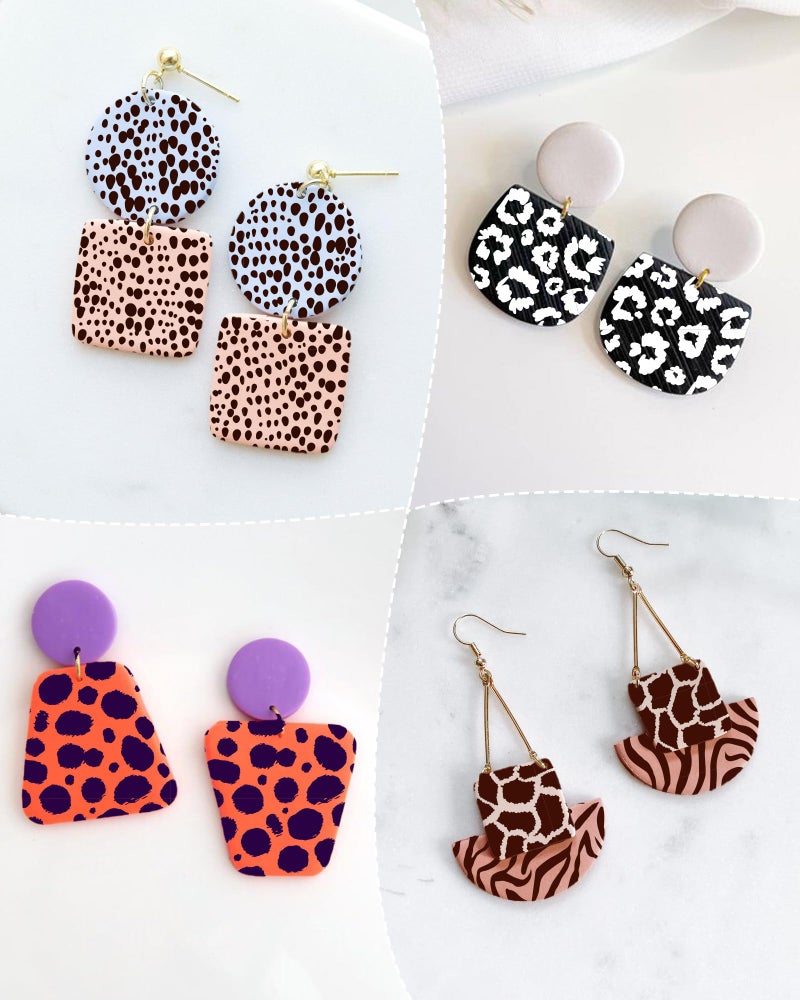 Puocaon Polymer Clay Stencils - 10 Pc Animal Stencils, Leopard & Zebra Snake Designs for Polymer Clay Earrings - Image 4