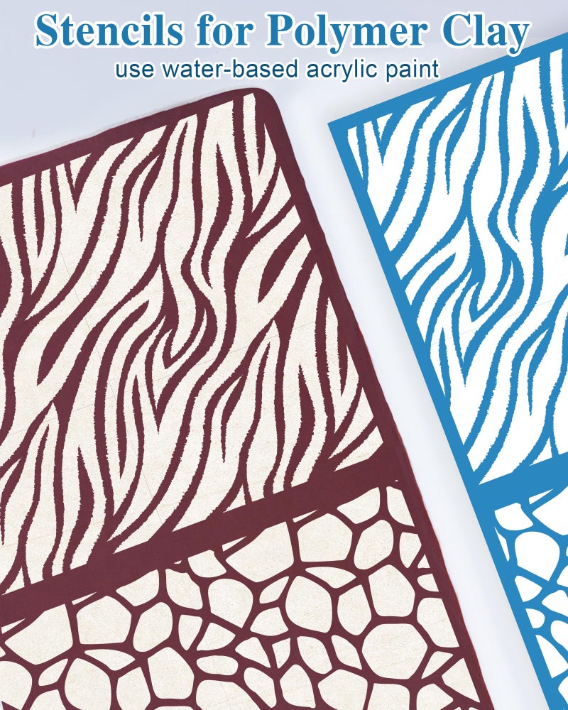 Puocaon Polymer Clay Stencils - 10 Pc Animal Stencils, Leopard & Zebra Snake Designs for Polymer Clay Earrings - Image 3