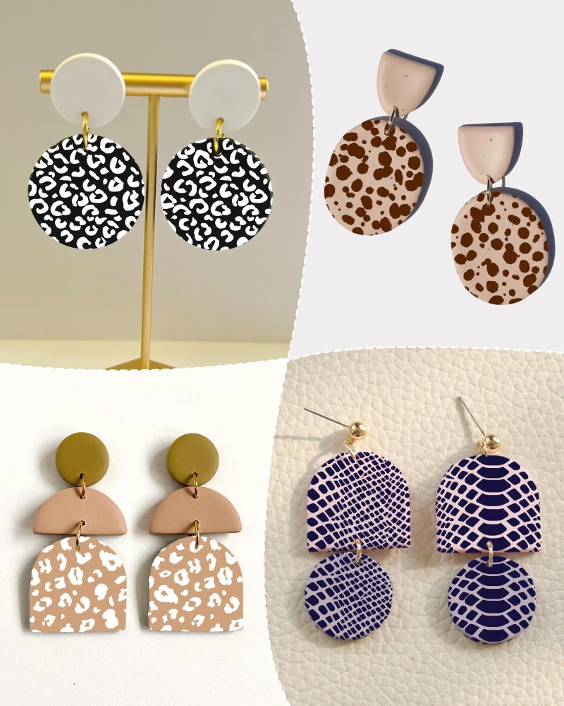 Puocaon Polymer Clay Stencils - 10 Pc Animal Stencils, Leopard & Zebra Snake Designs for Polymer Clay Earrings - Image 5