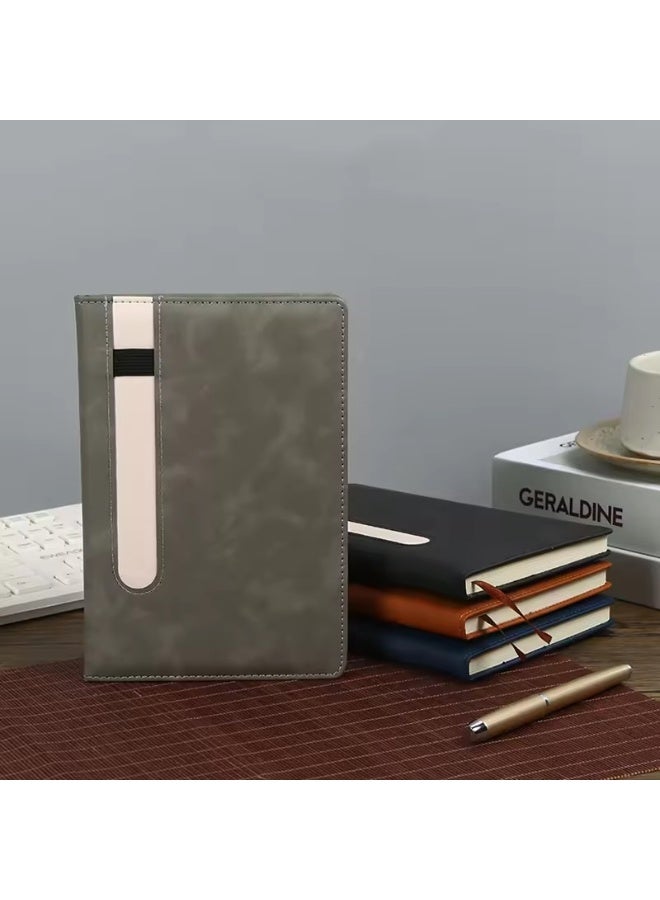 Hedge Lacoz PU Leather Journal Notebook with Pen Holder 100 Pages 80 GSM Premium Smooth Paper Hardcover 244 x 169 x 19 mm for Office School and Personal Use Grey - Image 2