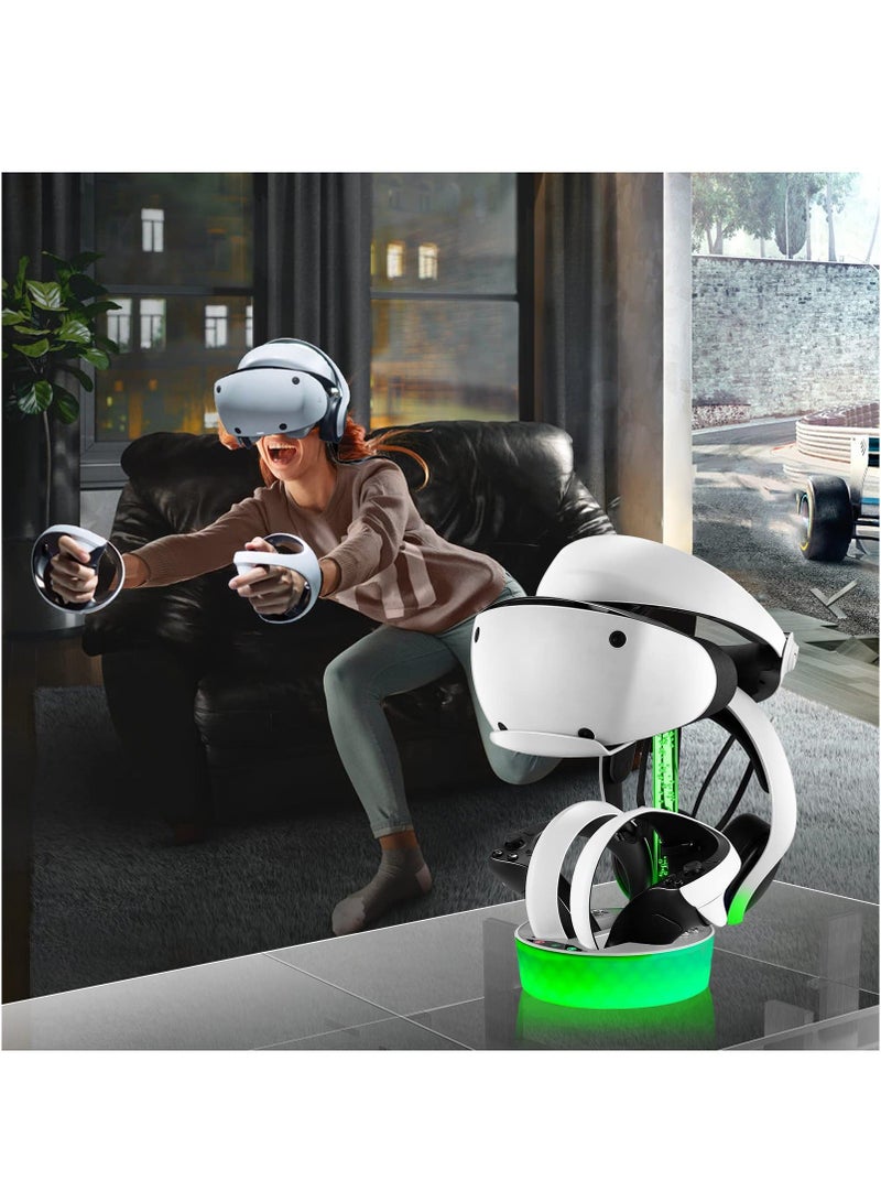 Y&D Charging Station for PS VR2, Enhanced Stand Dock Playstation VR2 with RGB Light, Headset Display Stand, Controller Mount and 4 Magnetic Adapters  - Image 5