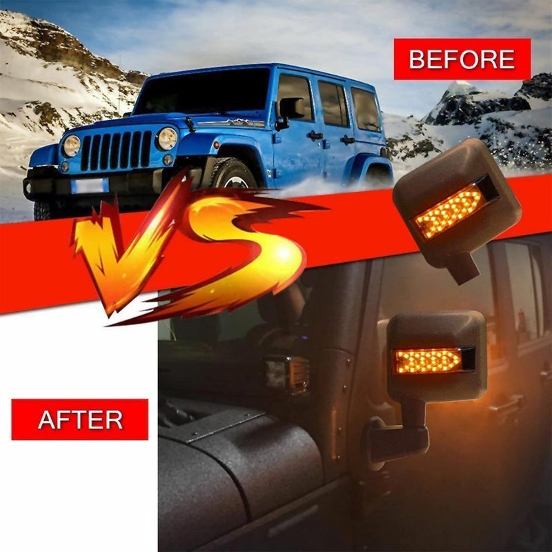 KMFCDAE LED Side Mirror with Amber Sequential Turn Signal Lights and White Daytime Running Lights for Jeep Wrangler JK JKU 2007-2018 (1 Pair) - Image 4