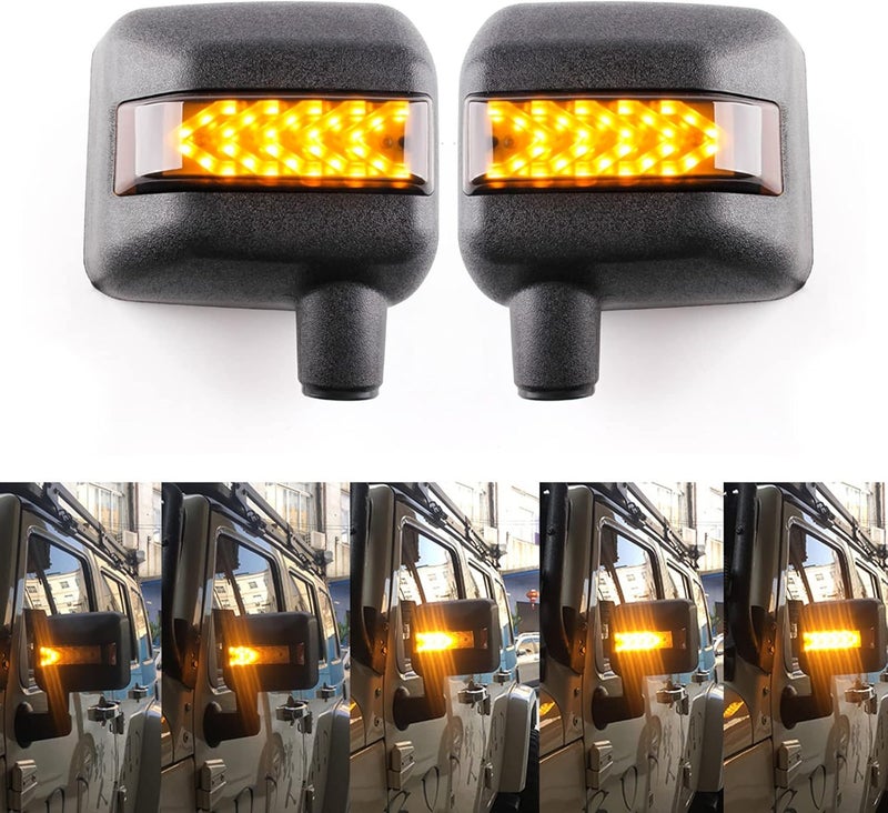 KMFCDAE LED Side Mirror with Amber Sequential Turn Signal Lights and White Daytime Running Lights for Jeep Wrangler JK JKU 2007-2018 (1 Pair) - Image 5