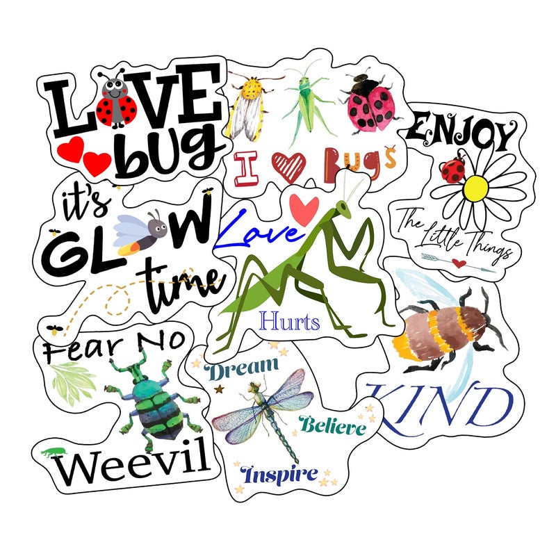 Bug Stickers  Perfect Bug Gifts for Boys Girls Adults Bug Lovers  Waterproof Extra Sticky Durable 100 Vinyl  Work Great On Water Bottles A Laptop As A Car Decal Or As Party Favors