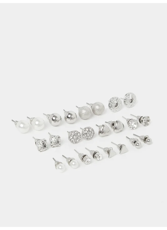 Styli Styli Set of 12 - Embellished Stud Earrings