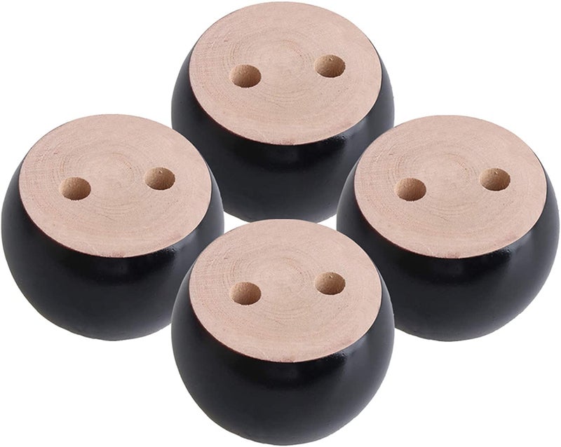 Metany 4Pcs Black Wooden Round Furniture Bun Feet 2"" Tall Replacement Solid Wood Furniture Legs Dresser Legs Sofa Cabinet Couch Replacement Legs - Image 1