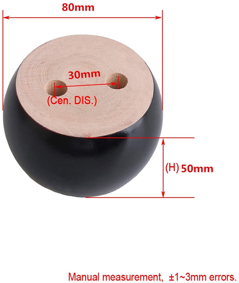 Metany 4Pcs Black Wooden Round Furniture Bun Feet 2"" Tall Replacement Solid Wood Furniture Legs Dresser Legs Sofa Cabinet Couch Replacement Legs - Image 2