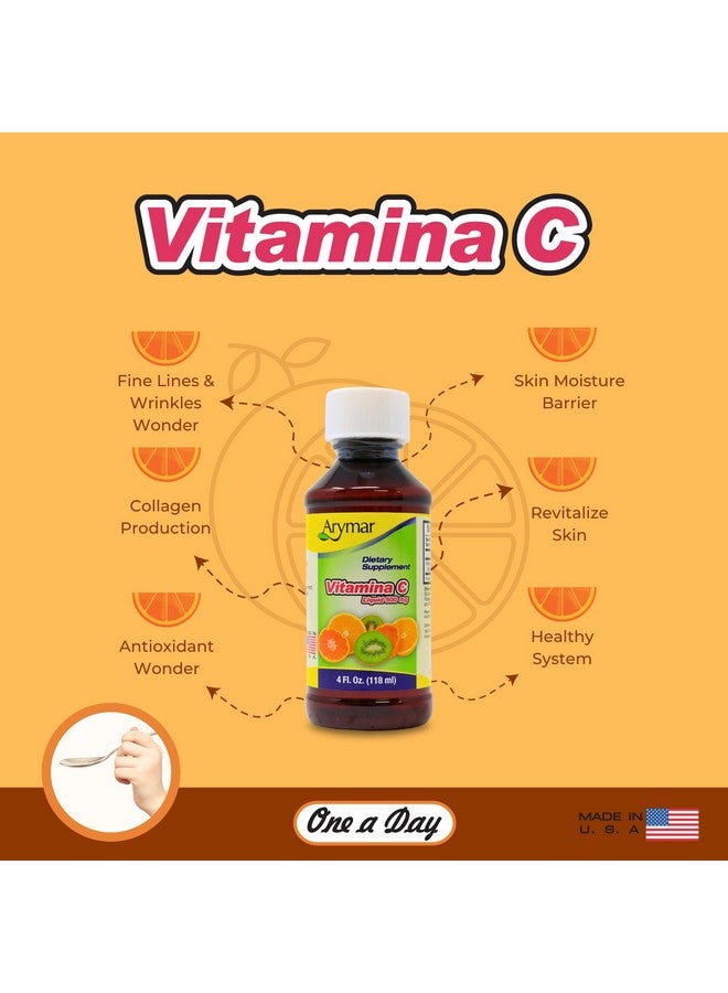 ARYMAR Vitamin C for Adults, Immune Support, Antioxidant, Orange Flavor (4 Fl Oz/Pack of 1) - Image 3