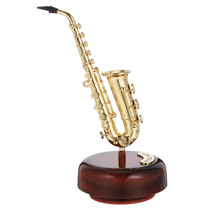TOPPERFUN Mini Saxophone Music Box, 7.9in Classic Home Decorative Saxophone, Small Musical Mum Trinket Instrument Ornaments for Home Decoration Housewarming Desktop - Image 1