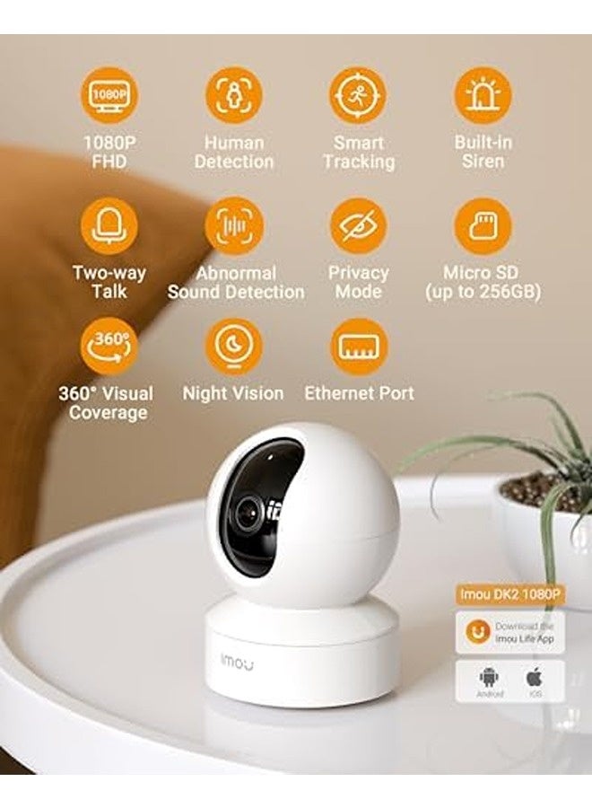 ايمو كاميرا DK2 بدقة 1080P – كاميرا مراقبة منزلية داخلية بدوران 360°، رؤية ليلية بالأشعة تحت الحمراء، كشف الحركة والأصوات غير الطبيعية، مكالمات صوتية ثنائية، صفارة إنذار مدمجة، مثالية لمراقبة الأطفال والحيوانات الأليفة - Image 2