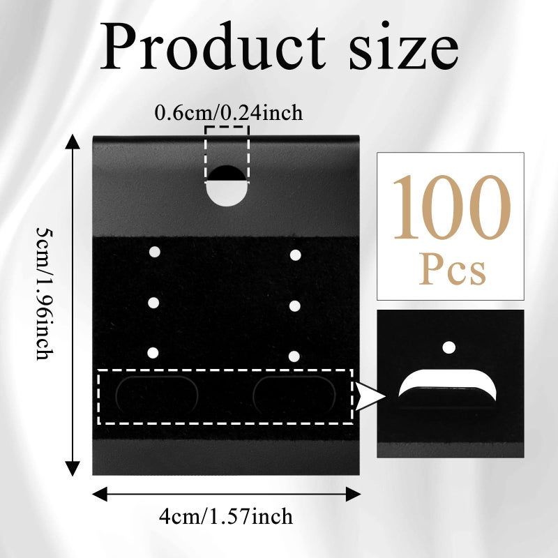 HAPY SHOP Black Velvet Plastic Display Cards 100 PCS Earring Card Holder Hanging Jewelry Display Cards for Earrings,Ear Studs,Jewelry Accessories,2 x 1.6 Inches - Image 2