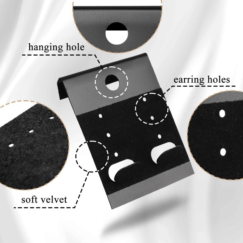 HAPY SHOP Black Velvet Plastic Display Cards 100 PCS Earring Card Holder Hanging Jewelry Display Cards for Earrings,Ear Studs,Jewelry Accessories,2 x 1.6 Inches - Image 3