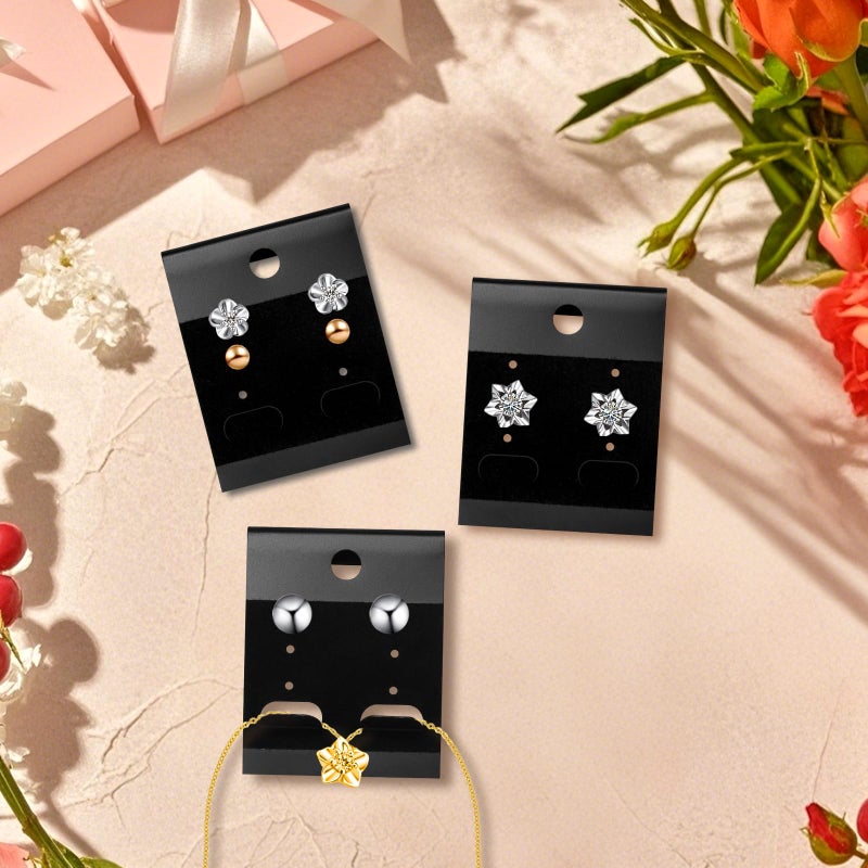 HAPY SHOP Black Velvet Plastic Display Cards 100 PCS Earring Card Holder Hanging Jewelry Display Cards for Earrings,Ear Studs,Jewelry Accessories,2 x 1.6 Inches - Image 5