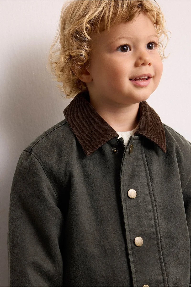 Defacto Baby Boy Buttons Velvet Collar Jacket