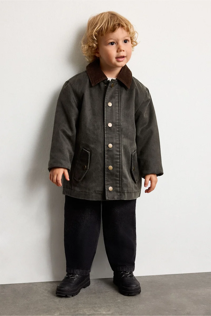 Defacto Baby Boy Buttons Velvet Collar Jacket