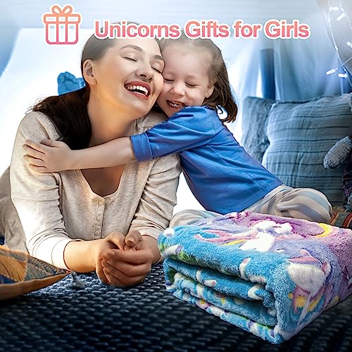 TEHALK Unicorn Glow in The Dark Blanket for Girls/Kids, Soft Fleece Throw 40"x60" - Age 3-12 - Image 4