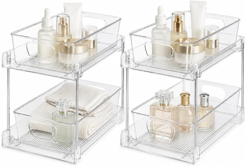 UREVO 2 Pack Under Sink Organizer with Pull-Out Storage Drawers - Image 1