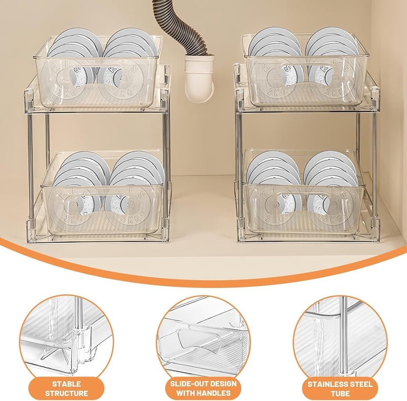 UREVO 2 Pack Under Sink Organizer with Pull-Out Storage Drawers - Image 2