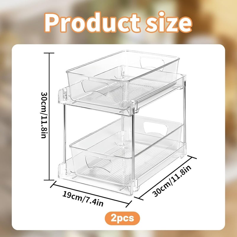 UREVO 2 Pack Under Sink Organizer with Pull-Out Storage Drawers - Image 5