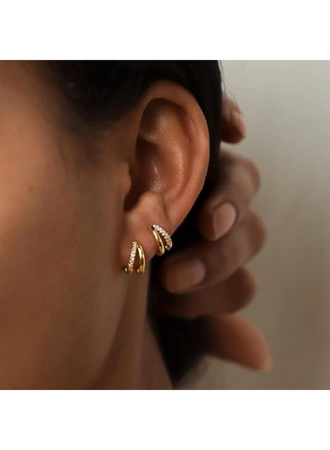 Women's Huggie Hoop Earrings, Small Mini Cubic Zirconia Huggie Hoops, Dainty Fashion Ear Jewelry - Image 2
