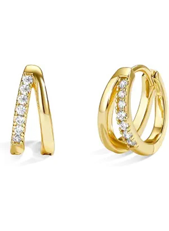 Women's Huggie Hoop Earrings, Small Mini Cubic Zirconia Huggie Hoops, Dainty Fashion Ear Jewelry - Image 1