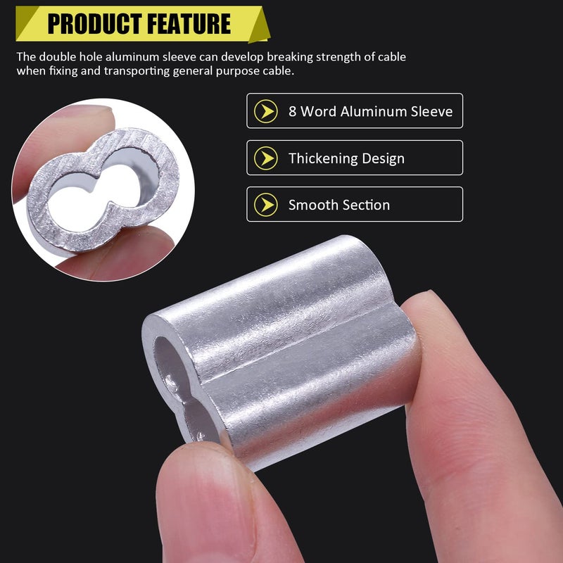 Twidec مجموعة متنوعة من حلقات تجعيد الأسلاك والكابلات من الألومنيوم من Twidec، 320 قطعة، 8 مقاسات، من M1.2 إلى M6 (من 3/64 بوصة إلى 1/4 بوصة)، رقم المنتج N-043-320 قطعة - Image 5