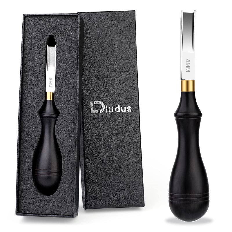 Diudus Leather Edge Beveler Tool French Skiver Wide Mouth Leather Edge Bevelers Skiving 8mm Leather Edge Trimmer Crafting Tools with Wooden Handle for DIY Leather Craft - Image 3