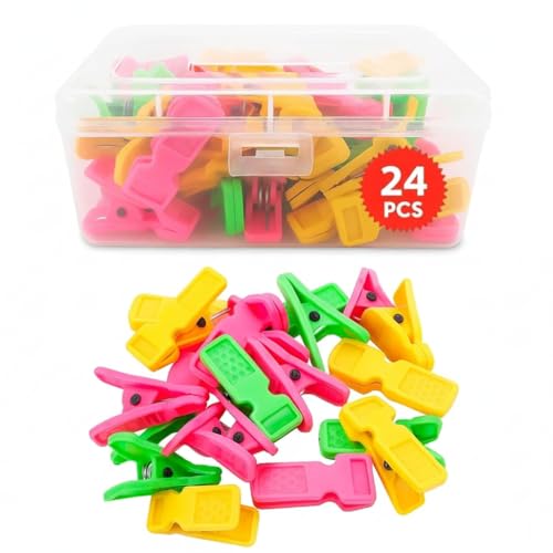 PulGos 24 Pcs Cloth Clips with Storage Box | Heavy Duty Build Laundry Pegs | Wind Resistant Strong Grip | Clothes Pins for Drying & Hanging| Multipurpose Clips for Indoor & Outdoor Use | Plastic Clips - Image 1