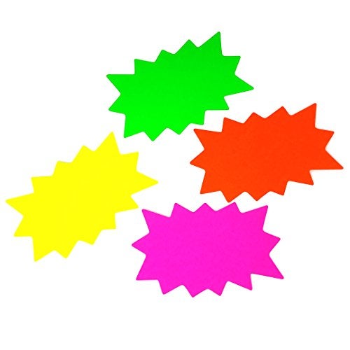 Store Fixtures Direct 3" x 5" Small BLANK Solar Star Burst Neon Fluorescent Retail Signs, 100 Total Cards - Image 2