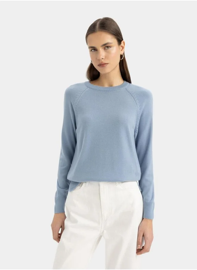 ديفاكتو Solid Raglan Sleeve Regular Fit Sweater by Styli