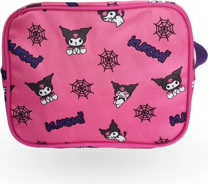 ماشو تريند 4 Compartment Pink Net Kuromi Primary School Bag + Nutrition + Water Bottle - Kuromi Primary School Girl Bag