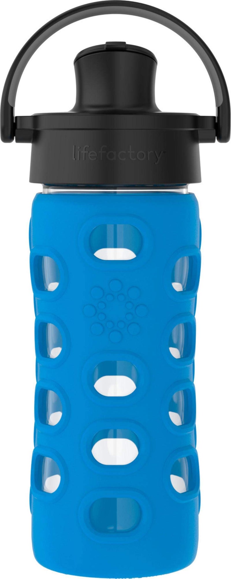 Lifefactory 12Ounce Glass Water Bottle with Active Flip Cap and Protective Silicone Sleeve Cobalt Blue