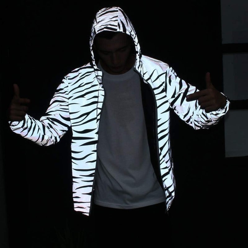 LZLRUN Reflective Light Jacket Men Women Mesh Style Noctilucent Zebra Jackets Waterproof - Image 2