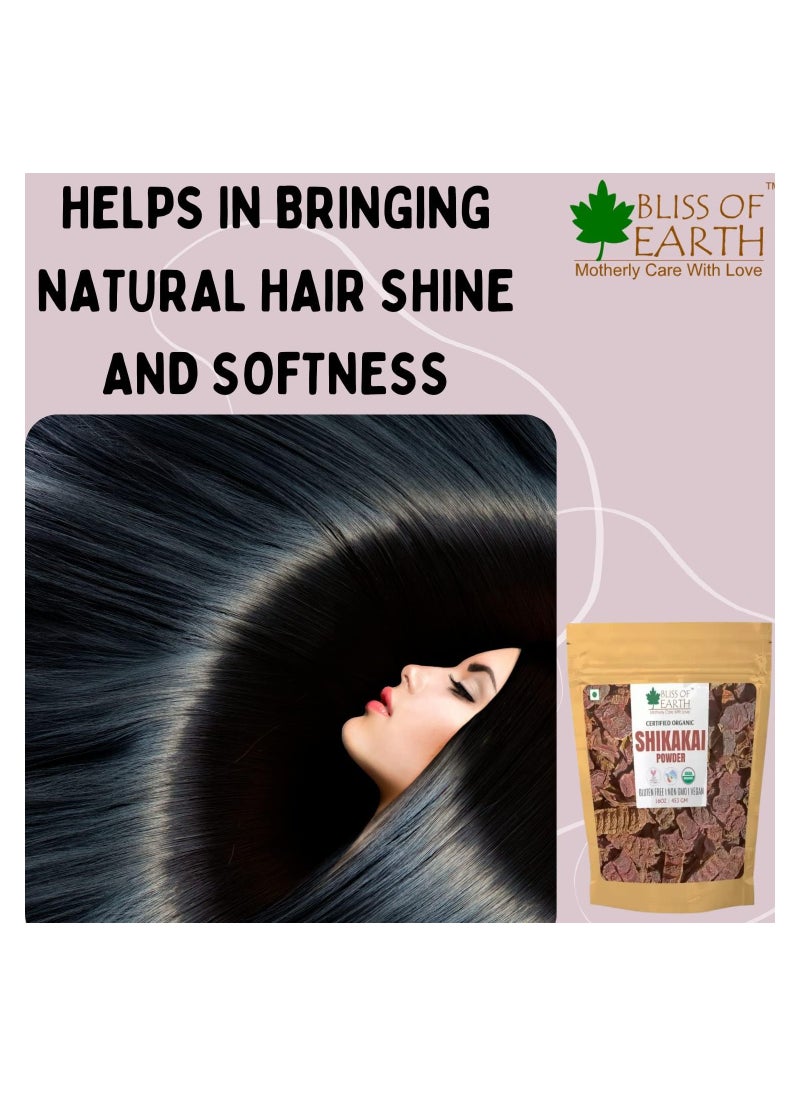 BLISS OF EARTH Bliss of Earth 100% Pure & Natural Shikakai Powder 453GM Acacia Concina Gorgeous hair Naturally Traditional Hair Cleanser & Conditioner Complete Hair Care Pack of 5  - Image 3