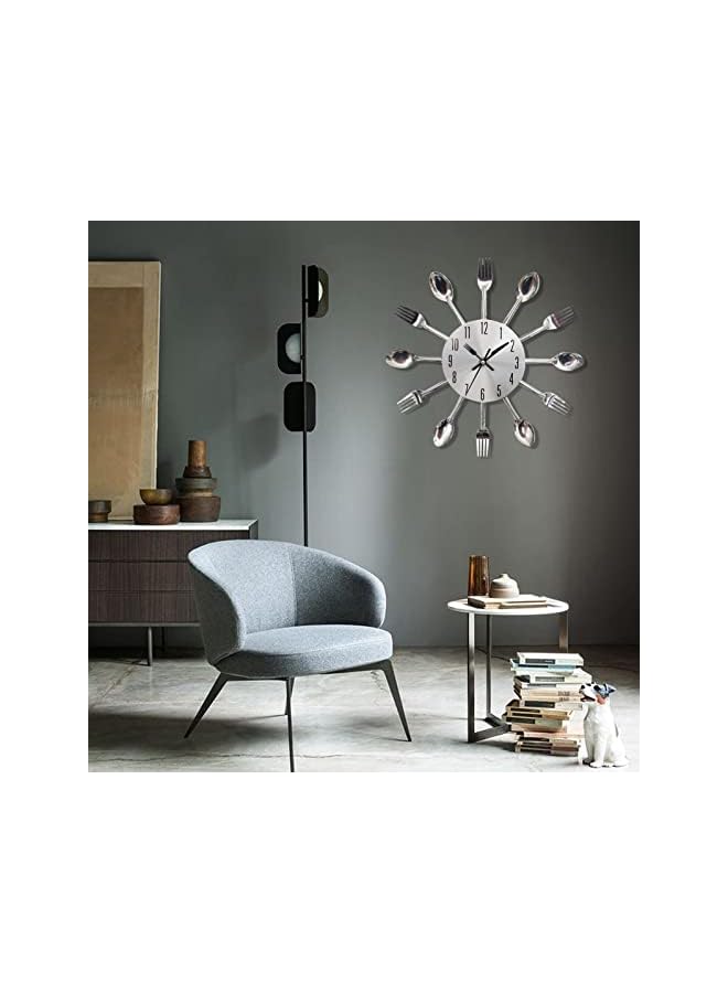 DAYONG Kitchen Wall Clock, 3D Removable Modern Creative Cutlery Kitchen Spoon Fork Wall Clock for Home Decoration - Image 3