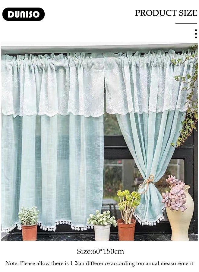 DUNISO Short Curtains, Country House Bistro Curtain,Breathable Light Filtering Short Kitchen Curtains, Semi Sheer Rod Pocket Curtains for Café, Kitchen, Living Room and Decoration - Image 4