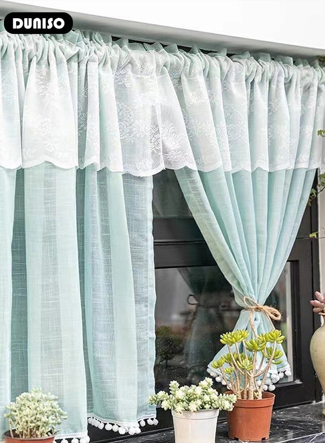 DUNISO Short Curtains, Country House Bistro Curtain,Breathable Light Filtering Short Kitchen Curtains, Semi Sheer Rod Pocket Curtains for Café, Kitchen, Living Room and Decoration - Image 5