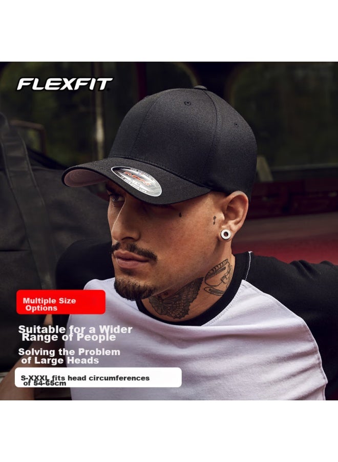 Flexfit American Hard Top Baseball Cap Uni High Top Fully Enclosed Large Head Cirference American Team Duck Tongue Cap Sun Hat - Image 2