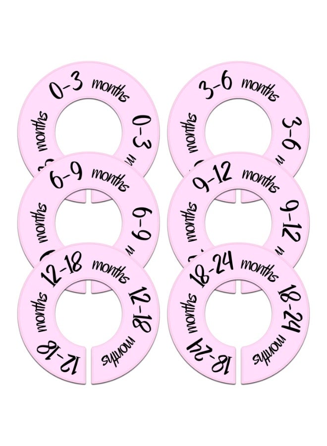 Pro Goleem Baby Closet Dividers Pink Baby Closet Organizer for Nursery Baby Clothes Size Age Dividers Fits 1.5" Rod 6 PCS Pink - Image 1