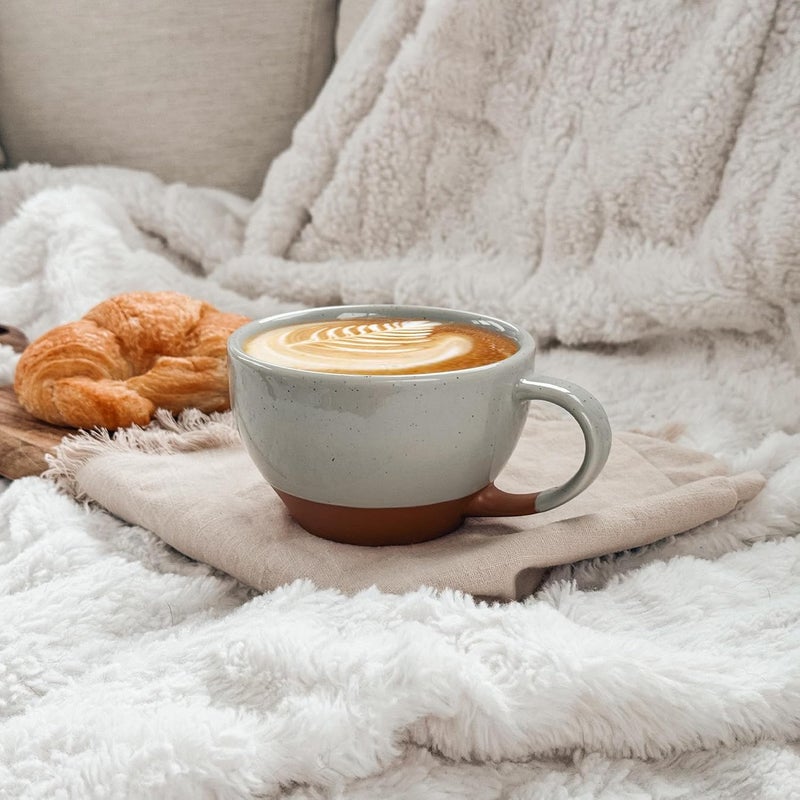 Mora Ceramic Latte Art Mug With Saucer  105 oz Round Bottom For Perfect Pours  Cafe Cups for Cappuccino Espresso Coffee Tea etc  Porcelain Set for Baristas Great Gift  Earl Grey - Image 5