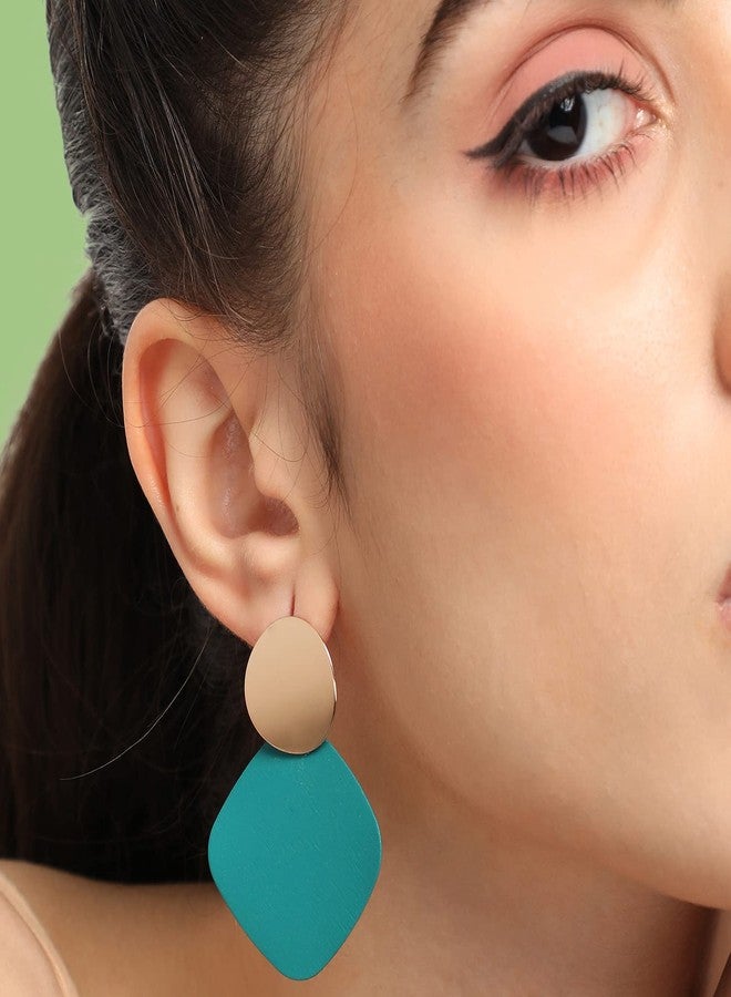 SOHI Gold & Green Contemporary Drop Earring For Women and girls, Fashion Accessories, jewellery for women, drop earrings, artificial earrings for women (6315) - Image 2