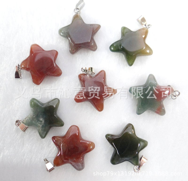 Generic Natural Stone Crystal Agate Pendant Necklace Star Indian agate 